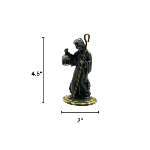 Metal Nativity 3-Piece Holy Family Gold Pewter 4.5in