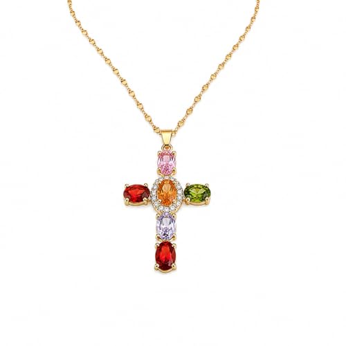 Colorful Crystal Rainbow Symbol Pendant Alloy Clavicle Necklace - color: gold