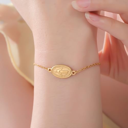 VASSAGO Virgin Mary Bracelet for Women Men Double-Sided Virgen de Guadalupe Rosary Bracelet Medal Handmade Braided Rope Catholic Christian Religious Jewelry Gift - color: Gold 12