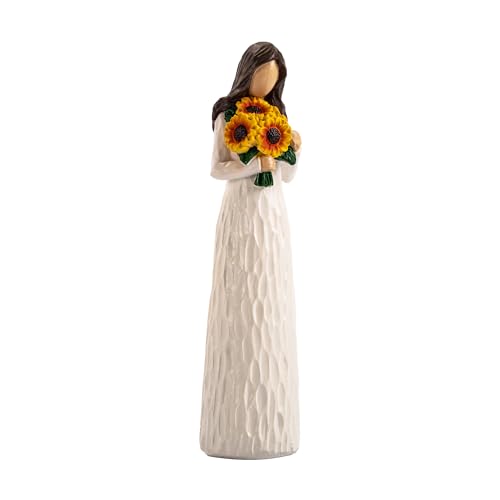 Woman Holding Flower Figurine, Sunflower Decor, 8" H - style: Sunflower