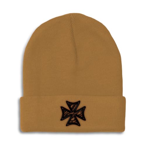 Custom Beanies for Men Iron Cross God Jesus Christ Christian Skull Cap Winter Hats for Women One Size - color: Khaki Design Only