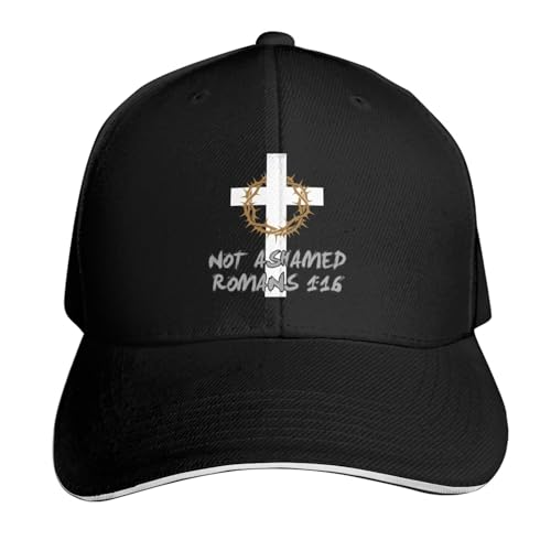 Jesus Baseball Cap for Men and Women Adjustable Christian Trucker Hat Fashion Cross Golf Hat - color: Jesus Not Ashamed Romans 1:16