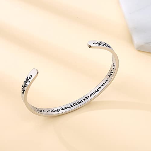 TONY & SANDY Cuff Bracelets for Women Teen Girls Best Friend Sister Mom Daughter Granddaughter Easter Birthday Mother's Day Christmas Stocking Stuffers for Teen Girls Women Jewelry - style: 1 - Christian Gifts - I can do all things through Christ who stre