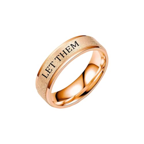 Inspirational Anxiety Relief Fidget Spinner Stackable Finger Rings for Women Men Just Breathe Let Them for Women Men Jewelry Dull Polish Titanium Steel Birthday Wedding - color: Let Rose Gold(can't spinner)