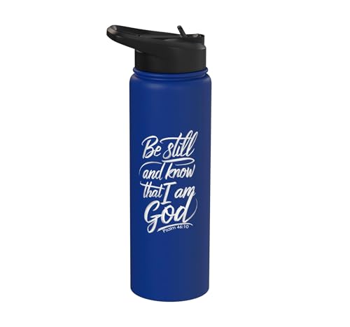 Be Still and Know That I Am God Psalm 46:10 | Christian Gift Stainless Steel Insulated Water Bottle - color: Royal Blue