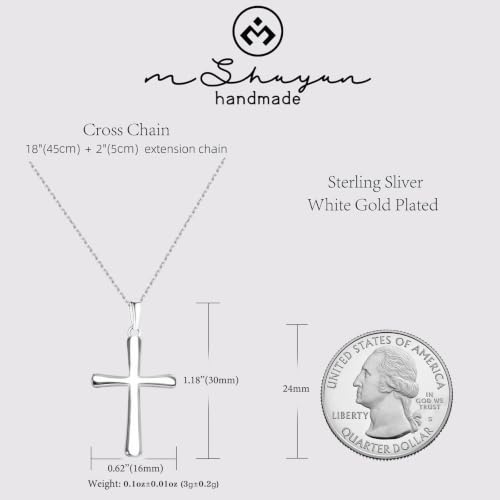 Cross Necklace for Women, Handcrafted S925 Sterling Silver Pendant - color: Sterling Silver
