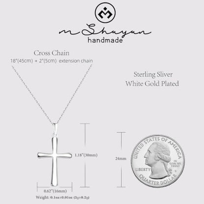 Cross Necklace for Women, Handcrafted S925 Sterling Silver Pendant - color: Sterling Silver