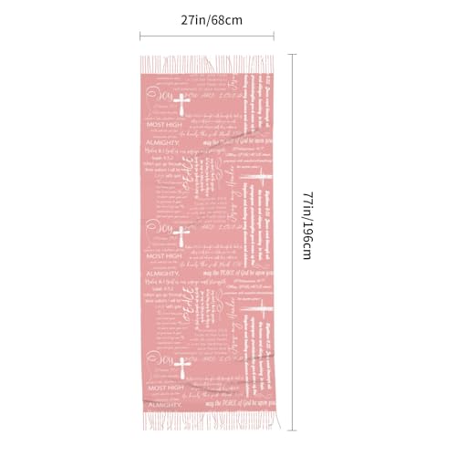 Prayer Shawls and Wraps for Women, Jesus Christian Gifts Bible Scarf Super Soft Fashion Shawl With Tassel - color: Pink