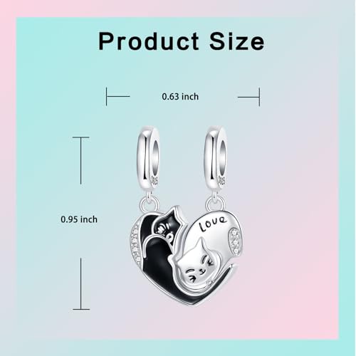 LUXILLA 925 Sterling Silver Charm Golden Family Tree Sparkling Cross Cute Dragon Charms Fits Bracelets Necklace Pendant Bead Jewelry Gift for Women Family Friends - color: Couple Cat Charm
