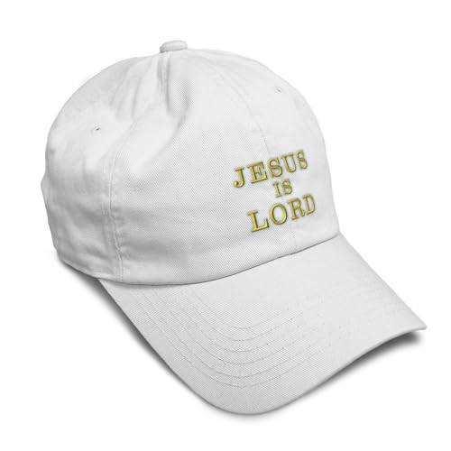Speedy Pros Soft Baseball Hat Embroidered Dad Hat Jesus is Lord God Christ Christian Religious Cotton - color: White Design Only