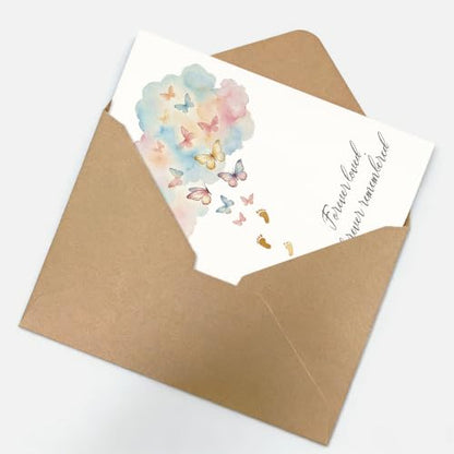 Miscarriage Sympathy Card, Loss of Baby Sympathy Card, Pregnancy Loss Card for Parents, Infant Loss Remembrance Card, Forever Loved Forever Remembered, Blank Inside, with Kraft Envelope and Gold Seal Sticker - color: BT-466
