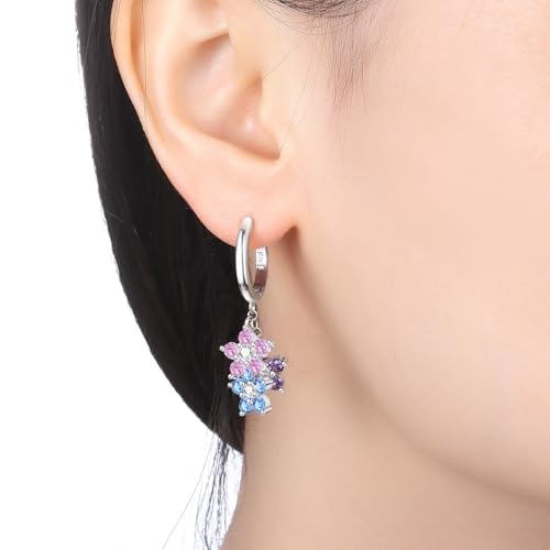 925 Sterling Silver Drop & Dangle Earrings for Women,Butterfly Dragonfly and Bee|Flower and leaf Earrings, Suitable for Sensitive Ears Fashion Jewelry Gift- Hypoallergenic Earrings - color: Romantic Flower