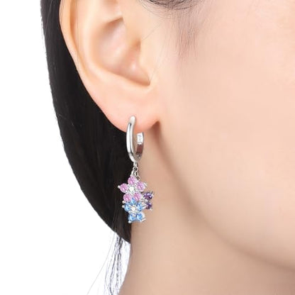 925 Sterling Silver Drop & Dangle Earrings for Women,Butterfly Dragonfly and Bee|Flower and leaf Earrings, Suitable for Sensitive Ears Fashion Jewelry Gift- Hypoallergenic Earrings - color: Romantic Flower