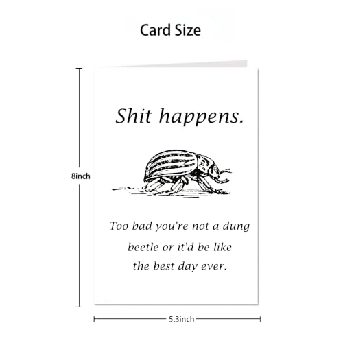 Funny Get Well Card for Friend, Sarcastic Sympathy Card, Dung Beetle Joke Card, Encouragement Card for Tough Times - color: WZ-08