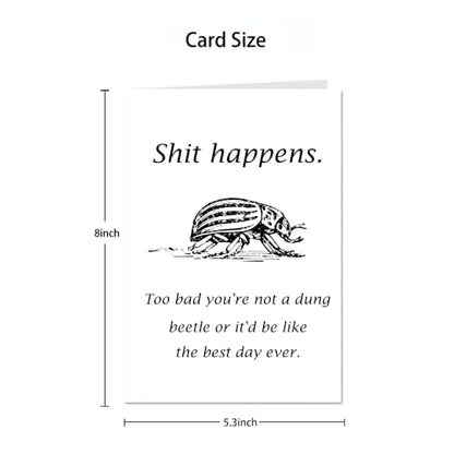 Funny Get Well Card for Friend, Sarcastic Sympathy Card, Dung Beetle Joke Card, Encouragement Card for Tough Times - color: WZ-08