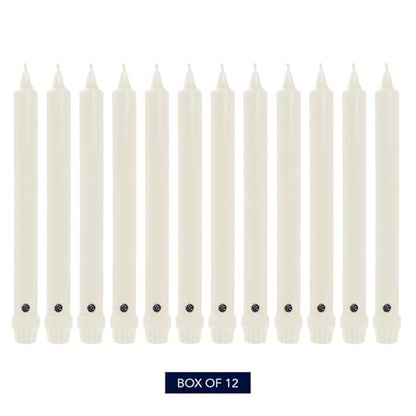 Colonial Candle Unscented Taper Candle, Classic Collection, White, 10 In, Pack of 12 - Up to 8 Hours Burn - color: White, size: 10 In, style: Classic
