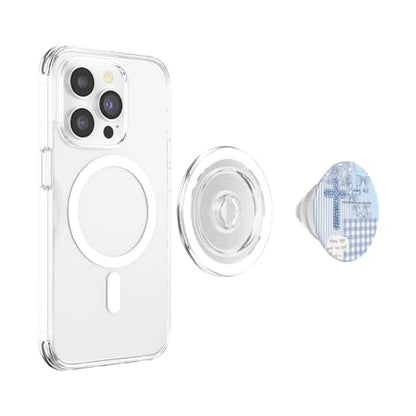 Blue Bow Floral Christian Collage Bible Verse Pattern Cross PopSockets PopGrip for MagSafe - style: Magnetic PopGrip