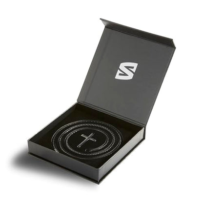 SERASAR Premium Leather Necklace Men | Stainless Steel Pendant | Secure Clasp | Three Colors | Jewelry Box Included - color: Black, size: 60cm, style: Cross