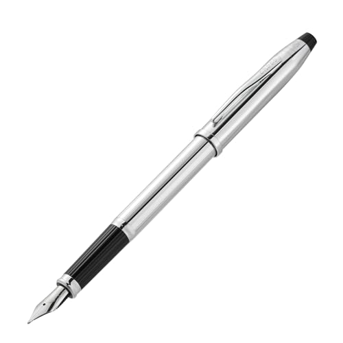 Cross Century II Lustrous Chrome Medium Nib Fountain Pen, Black Ink - color: Lustrous Chrome, style: Fountain Medium Nib