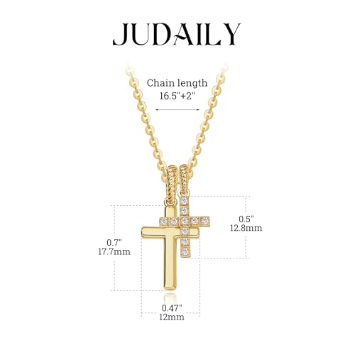 Gold Cross Necklace for Women: 14K Gold Plated Dainty Cross Pendant Non-Tarnish Necklace, Faith Crucifix Chain Jewelry, Elegant Religious Gifts - style: Double Cross