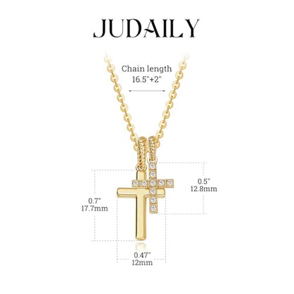 Gold Cross Necklace for Women: 14K Gold Plated Dainty Cross Pendant Non-Tarnish Necklace, Faith Crucifix Chain Jewelry, Elegant Religious Gifts - style: Double Cross