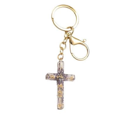 Cross Keychain,Jesus Key Chain Christian Gifts for Women, Religious Bag Charms for Purse Handbags Backpacks - color: Purple
