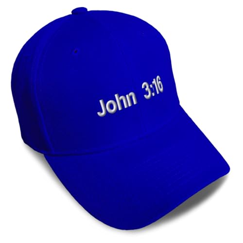 Baseball Caps for Men & Women Embroidered John 3:16 Jesus Christ Christian God Ladies & Men Baseball Hats - color: Royal Blue Design Only