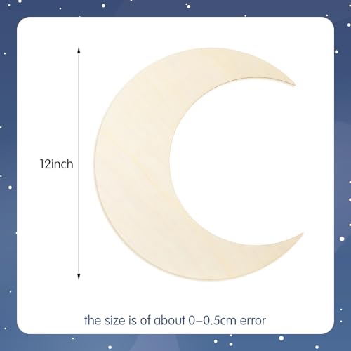 12 Pack 12 Inch Unfinished Wood Crescent Moon Cutout for Crafts - color: Moon, size: 12 Inch