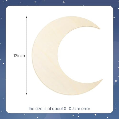12 Pack 12 Inch Unfinished Wood Crescent Moon Cutout for Crafts - color: Moon, size: 12 Inch