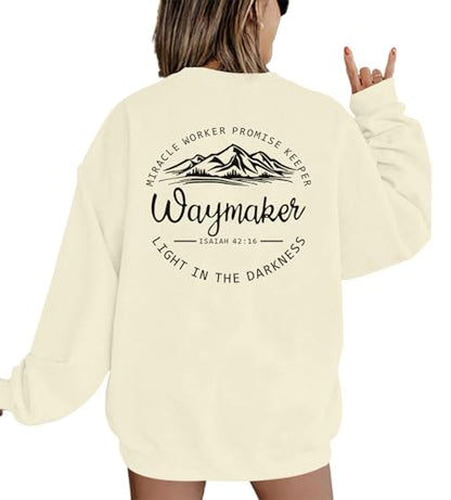 Pairxily Womens Christian Sweatshirt Inspirational Religious Faith Sweatshirts Graphic Crewneck Long Sleeve Shirts - color: Apricot, size: Large