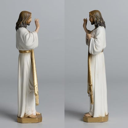 BC Catholic Divine Mercy Statue, 6" H Jesus Christ Figure, Catholic Figurine, Religious Gift, Handpainted Renaissance Sculpture Purity & Grace Collection from Buildclassic (Gold &White) - color: Gold&white Divine Mercy