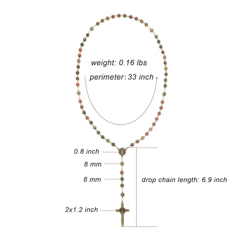 KOMI 8mm Natural Stone Beads Rosary Necklace Rosarios Catolicos Para Mujer Catholic Rosary Beads for Women Christian Gifts - style: Rosary-5