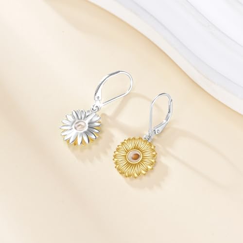 AOBOCO Mustard Seed Earrings for Women Sterling Silver Mountain Cross Earrings Dangle Christian Religion Jewelry Mothers Day Birthday for Mom Wife Friends - style: Sunflower Earrings
