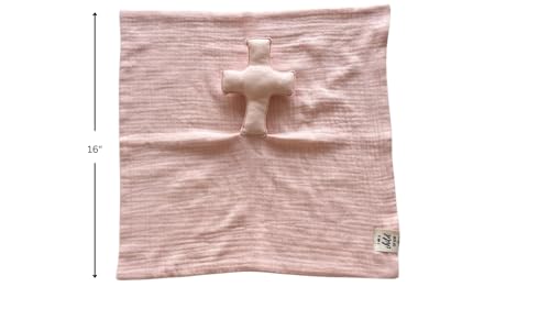 Cross Lovey, Cross Security Blanket, Christian Baby Gift, Baptism Gift, Easter Gift, Newborn Baby Gift, Blessing Blanket (Dusty Pink) - color: Dusty Pink