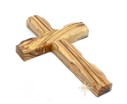 Wall Cross, Wooden Crosses from Bethlehem, Holy Land. Olive Wood Crucifix. Hanging Home Decor. Religious Gift for Godparents, Grandchildren, Kids Room Cross, New House, Christmas and Easter Gifts, - size: 6.5"L x 4"W