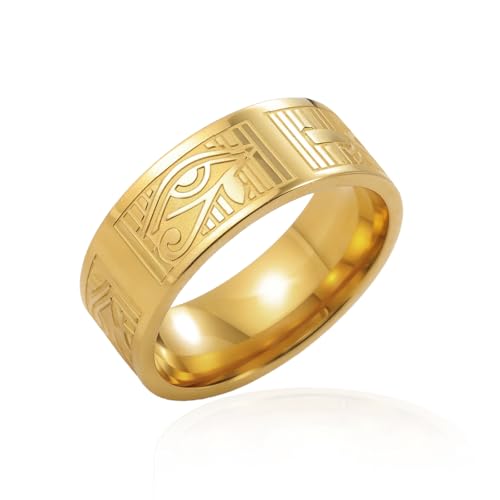 VASSAGO Stainless Steel Ancient Egyptian Ring for Men Women - color: gold, size: 10
