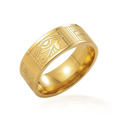 VASSAGO Stainless Steel Ancient Egyptian Ring for Men Women - color: gold, size: 8