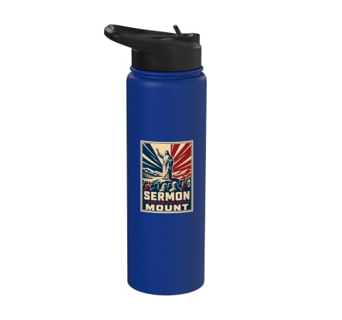 Sermon On The Mount Christian Faith Scripture Stainless Steel Insulated Water Bottle - color: Royal Blue