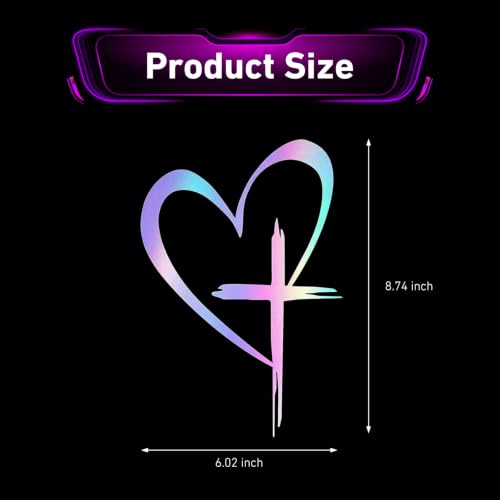 Love Cross Sticker Decal, Christian Heart Vinyl Decal for Car Window, Waterproof Religious Auto Bumper Sticker, Faith Hope Love Decoration for SUV Truck (Multicolored) - color: Multicolored