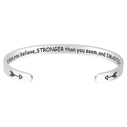 Fesciory Inspirational Bracelets for Women, Stainless Steel Cuff Bangle - color: Silver-28