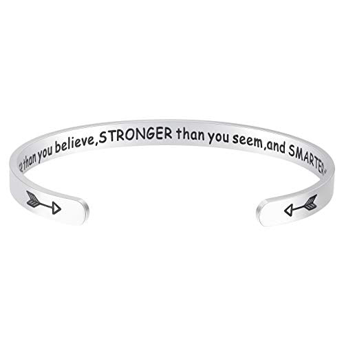 Fesciory Inspirational Bracelets for Women, Stainless Steel Cuff Bangle - color: Silver-28