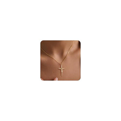 Cross Necklace for Women, Dainty 14K Gold Plated Cross Pendant Simple Long Necklaces for Women, Christian Faith Necklace Trendy Gold Jewelry Gifts for Easter - color: cross necklace
