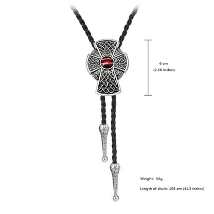 Fashionable Cross Bolo Tie Multi-Color Cross Shield Necktie - color: Retro Style 4-red
