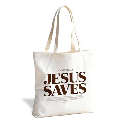 Christian Canvas Tote Bag for Women, Inspirational Faith Shoulder Bag - color: Jesus 02