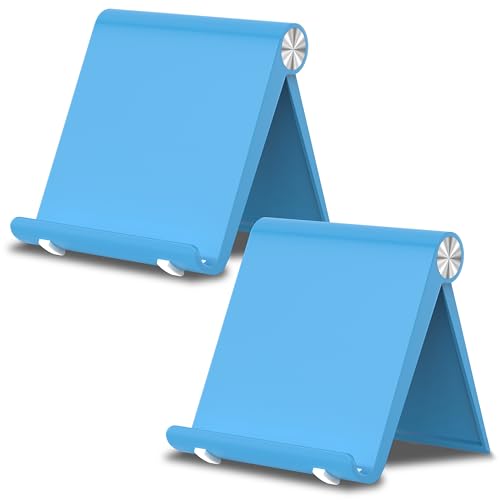 Cell Phone Foldable Stand for Desk, Portable Cell Phone Holder, Adjustable Tablet Dock, Office Desk Accessories for iPhone 17 16 15 14 13 Pro Max Air, Galaxy S25, S24, Blue&Blue - color: Blue&Blue