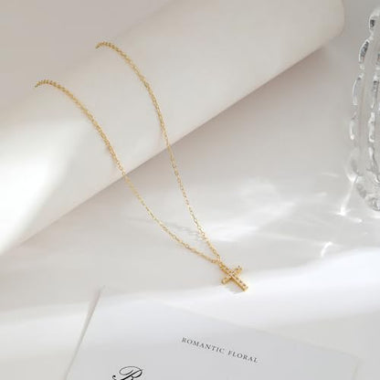 VIROMY Gold Cross Necklace for Women - Dainty Diamond Cross Pendant Necklaces Non Tarnish Waterproof Necklace Simple Choker Minimalist Jewelry - style: K-Cross-Gold