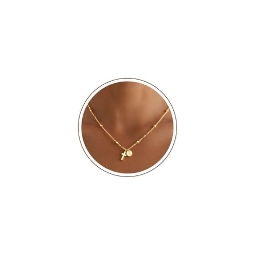 Turandoss Cross Necklace for Girls, Cross Jewelry Birthday Baptism Gifts - color: L