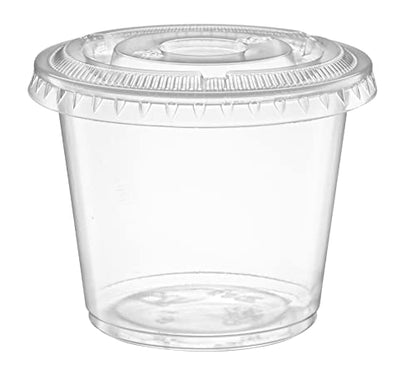 5 oz - Clear Diposable Plastic Portion Cups With Lids, Small Mini 100 Sets - color: Clear, size: 5 oz