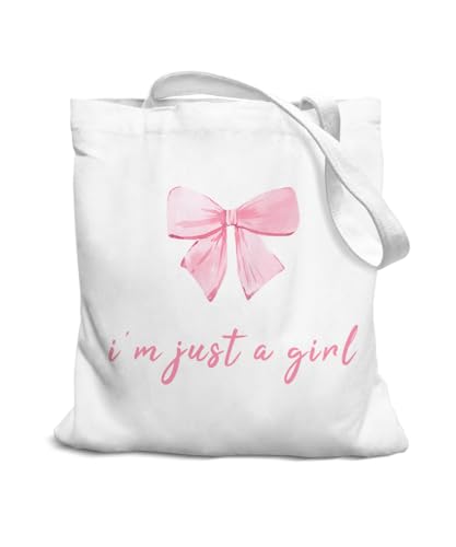 Coquette Bow Bible Canvas Tote Bag for Women Teens Teen Girls, Pink Bow Girls Tote Bag, Coquette Gifts - color: Pink