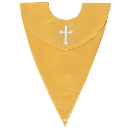 GradPlaza Unisex V Shape Church Choir Stole with Gold or White Embroidery Cross for Adults Church - color: Gold, style: White Cross